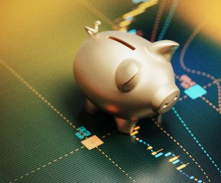 Piggy Bank and Bar Graph - Technical Debt Concept
